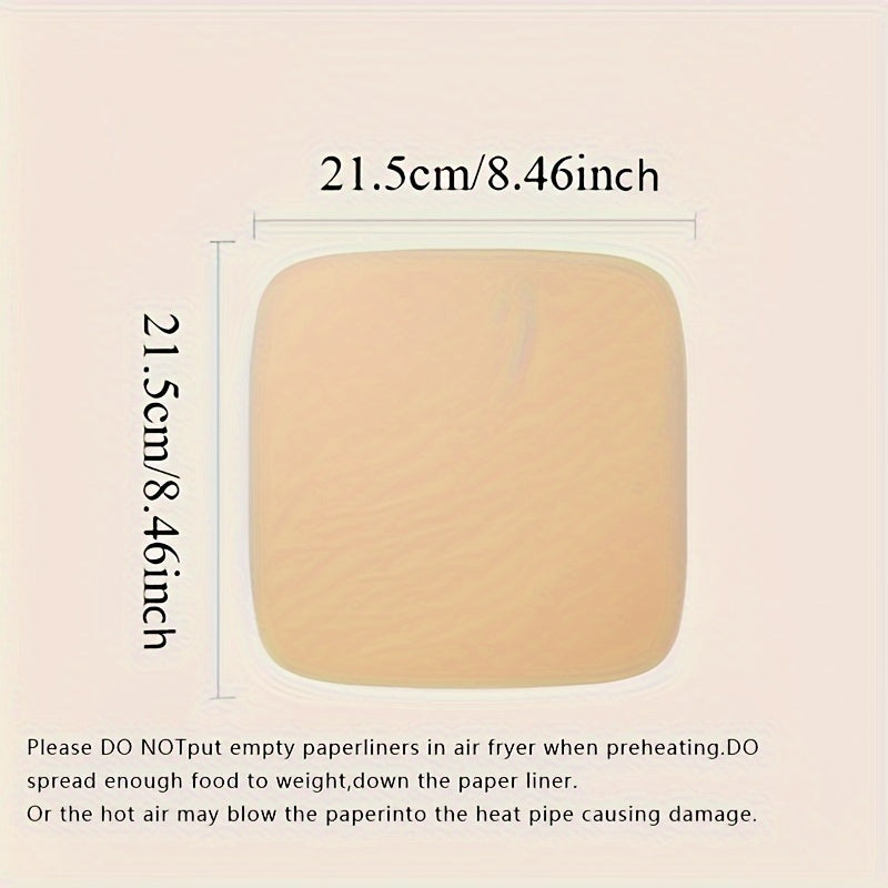 100-Piece Square Air Fryer Disposable Paper Liners Oil-Proof Water-Proof Baking Roasting Microwave