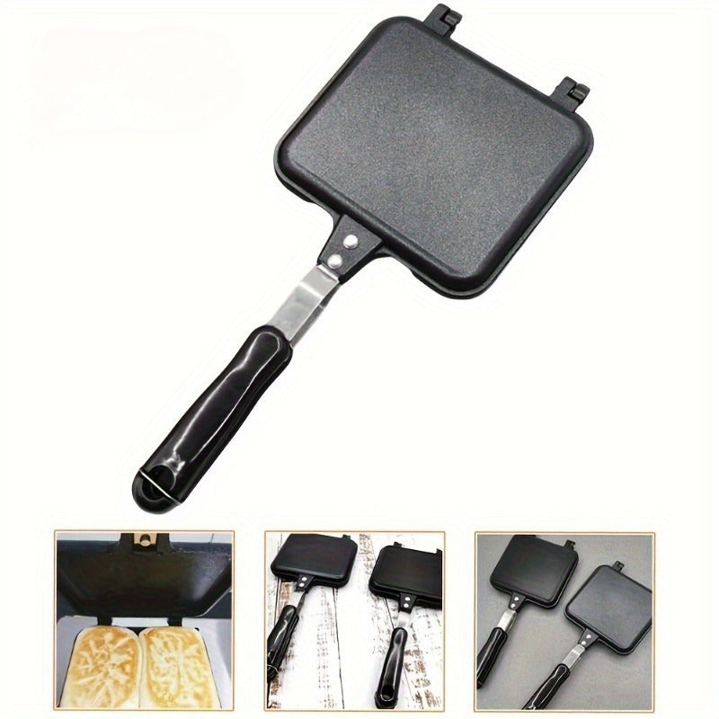 1 dona Olib tashlanadigan Sandwich Grill Pan Mold - Qattiqlashtirilmagan Alyuminiy Alloy Tuxum va Toast Tayyorlovchi, Olib tashlanadigan Griddle va Qopqoq bilan, Tez Nonushta Tayyorlash uchun