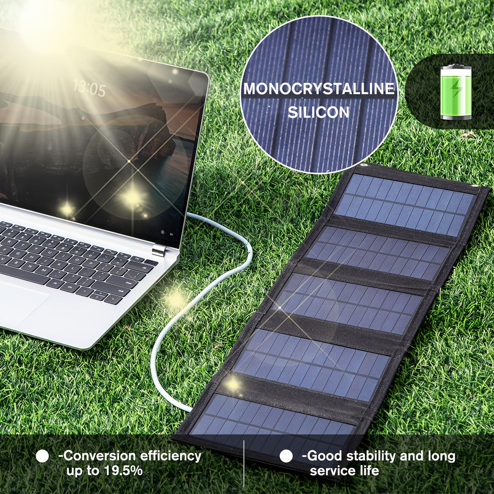 35W Portable Solar Folding Charger Bag with USB 5V Output for Camping and Outdoor Use