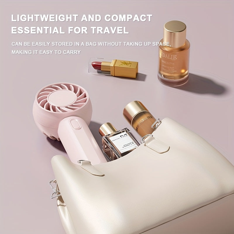 Portable USB Fan with 3 Speeds Lightweight Battery-Powered for Travel Office Outdoor in Pink Green White