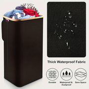 Large Collapsible Laundry Basket with Lid 100L Waterproof Removable Bag Handles