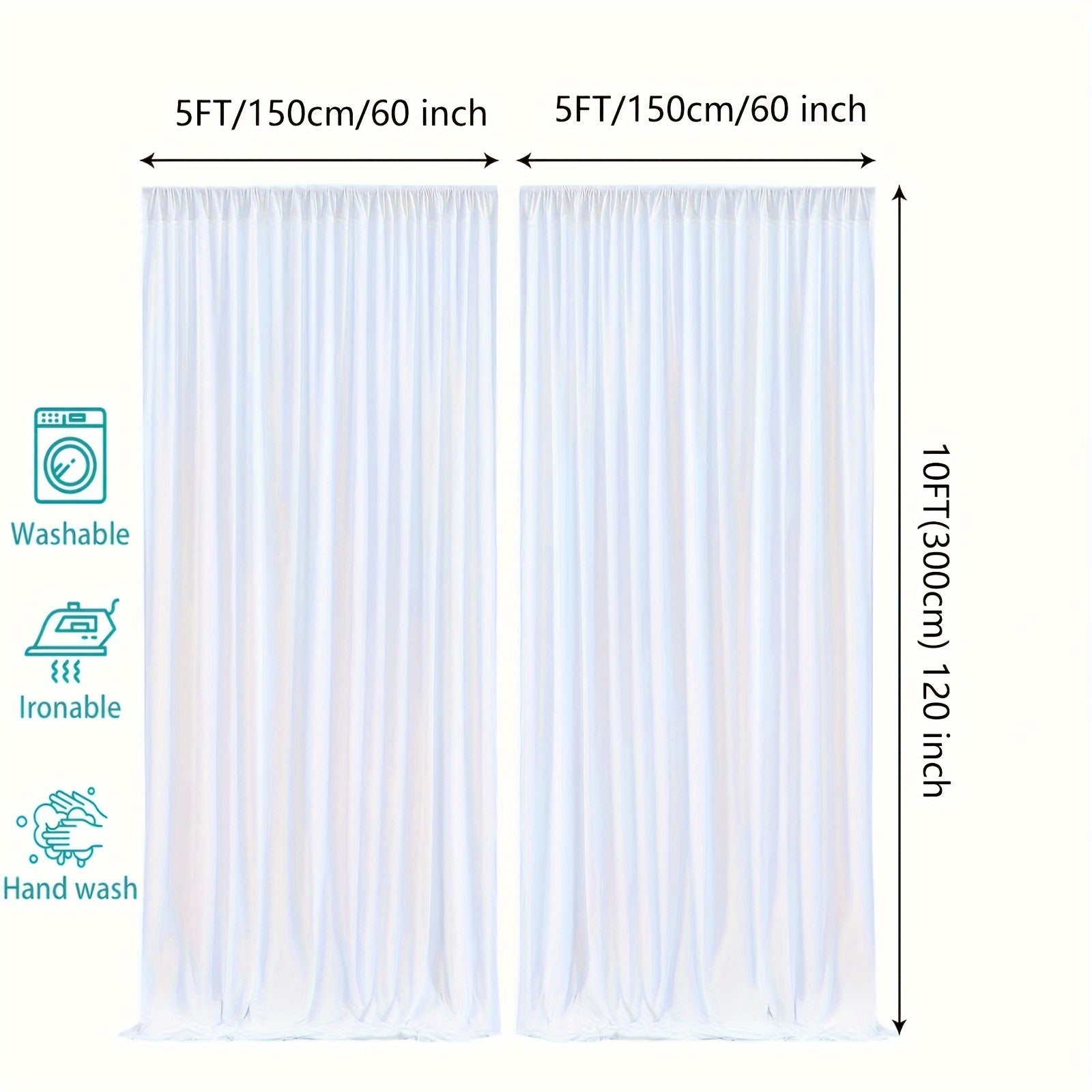 Cortinas de tul blanco para fondos para bodas, baby showers, cabinas de fotos, set de 2