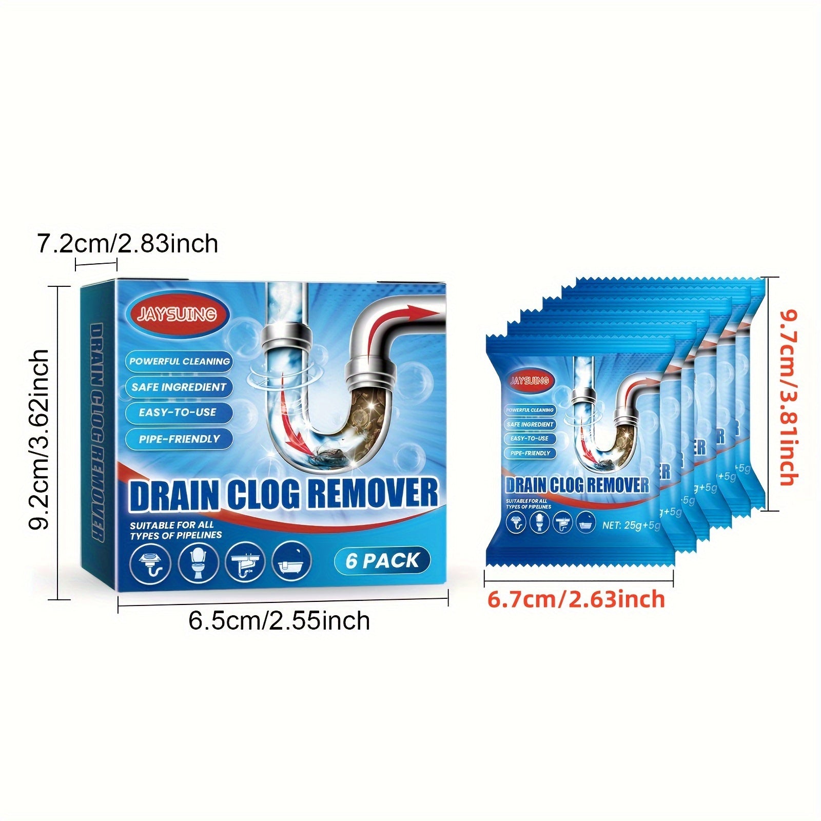 Drain Pipe Cleaning Powder for Clogs Hair Food Residue Oil Toilet Paper