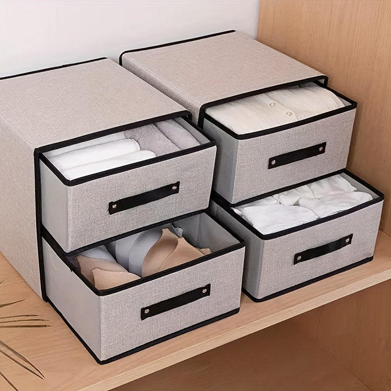 Fabric Bin Storage Organizer with Two Layers and Drawers for Closet and Dorm