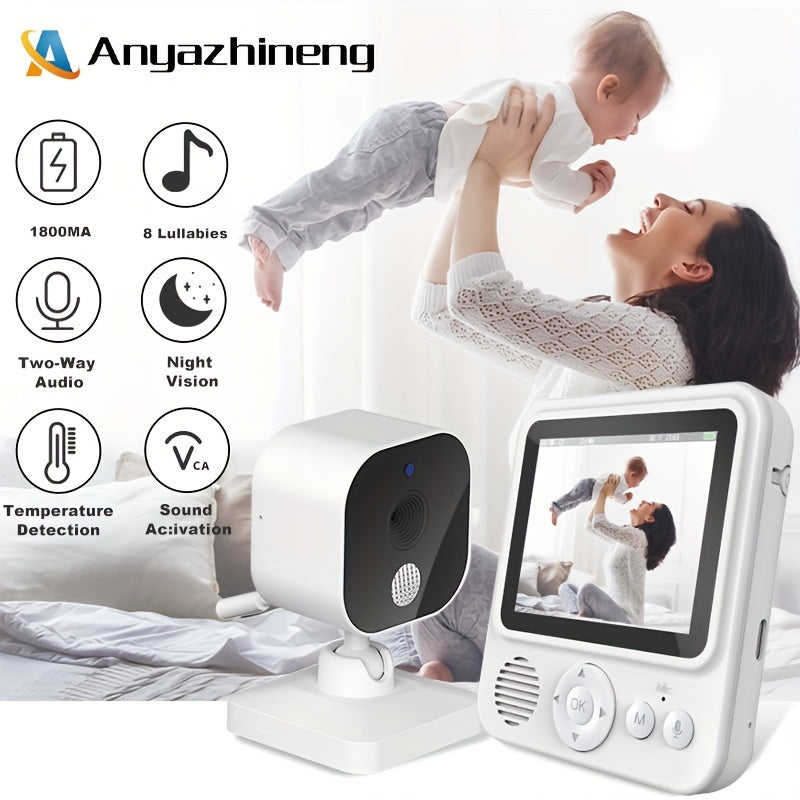 Kamera va audio bilan monitor, real vaqt monitoringi, 7.62 sm HD displeyli video uy kamerasi, ikki tomonlama aloqa, harorat ko'rsatkichi va yig'lash signalizatsiyasi; APP yoki qayta o'ynash funksiyasi yo'q.