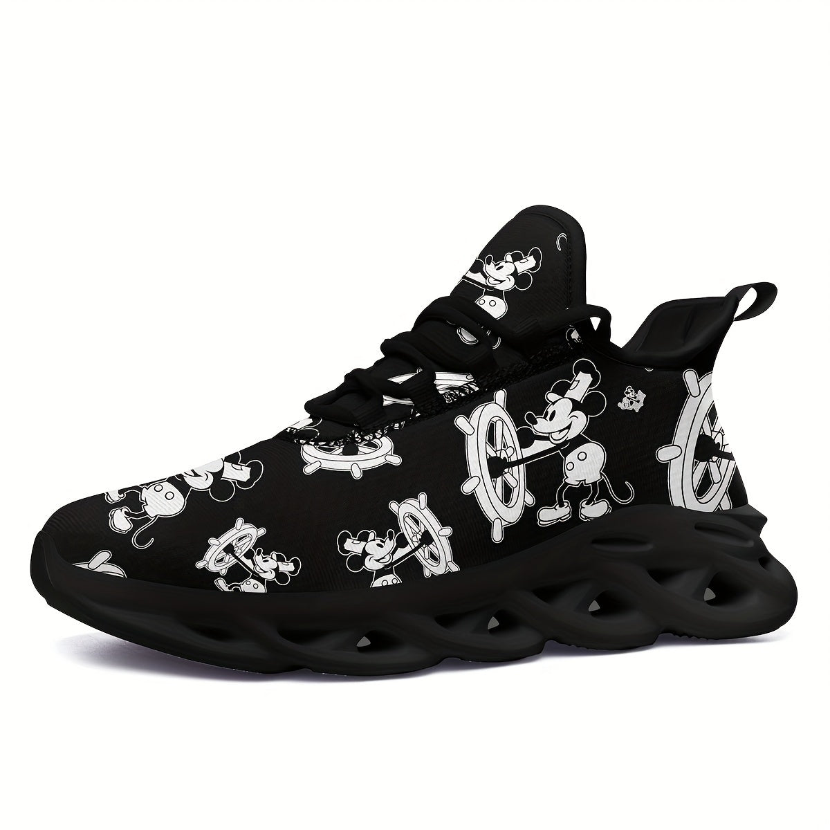 Women’s Breathable Canvas Sneakers with Cartoon Mouse Pattern for Running
