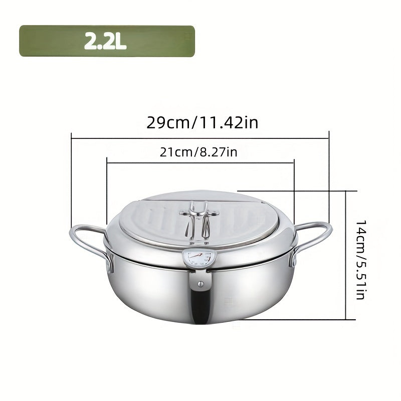 Stainless Steel Deep Fryer with Lid for Home and Restaurant Use