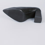 Women's Black Pointed-Toe Pumps with Chunky Heel for All-Season Wear