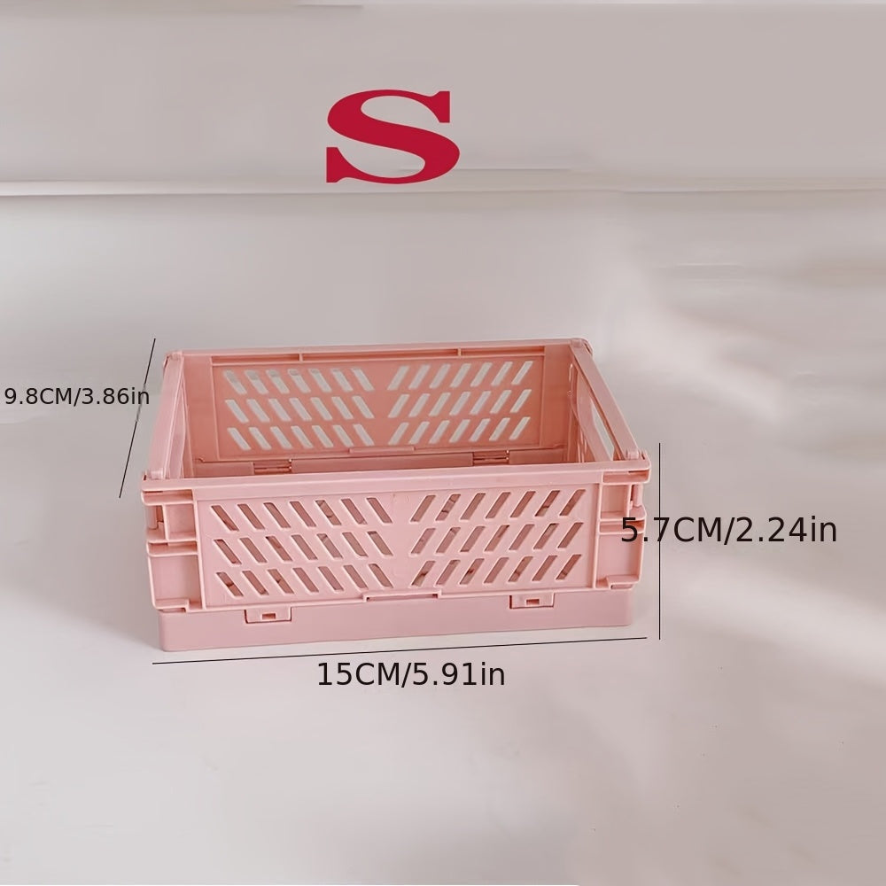 Foldable Plastic Storage Basket for Home Office Organization Multi-Functional Shelf Bin