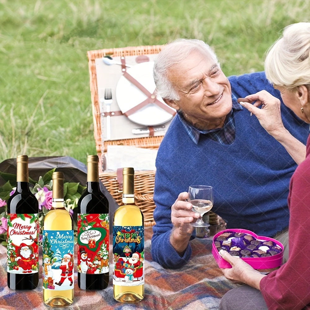 Christmas Wine Bottle Labels Paper Festive Party Decorations No Electricity Needed