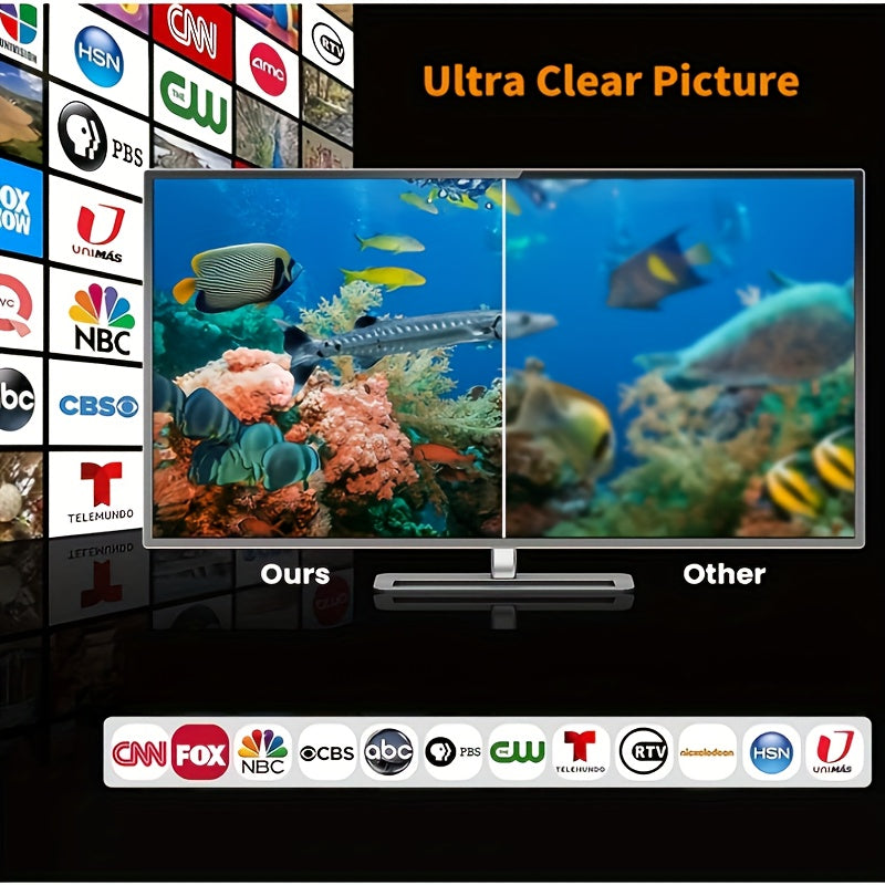 Indoor HDTV Antenna 2024 Ultra-Slim 480 Mile 4K 1080P Signal Booster