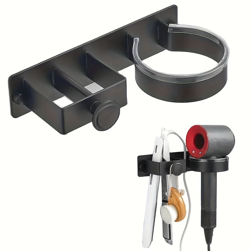 Wall-Mounted Hair Styling Tool Organizer No-Drill Bathroom Storage Rack for Hair Dryer Straightener Curling Iron