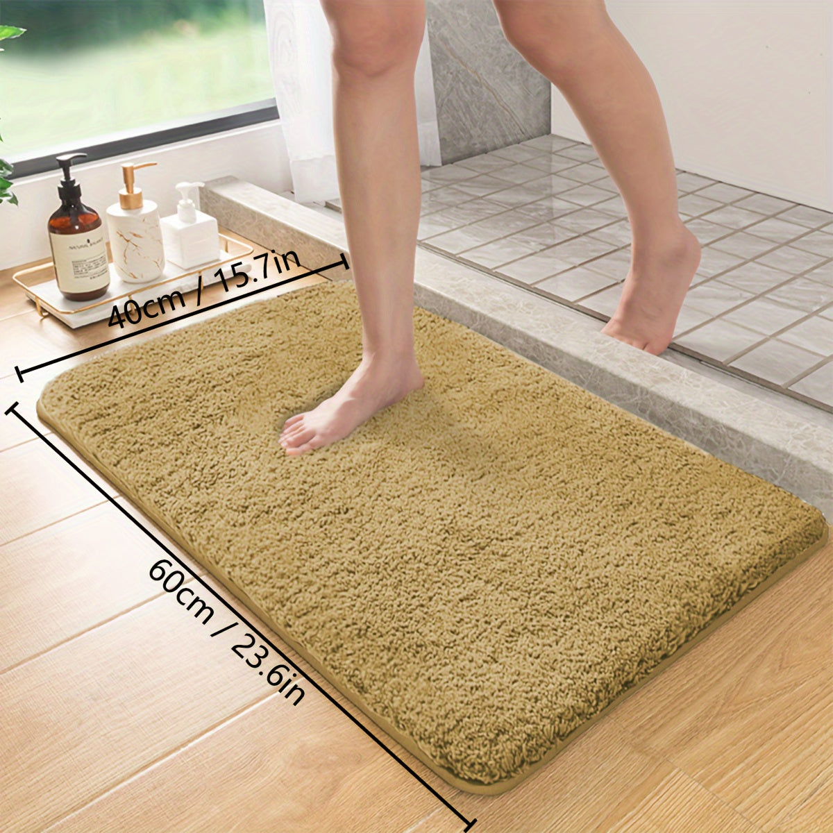 Thick Lamb Velvet Bath Mat Ultra-Soft Absorbent Anti-Slip Stain-Resistant Rug