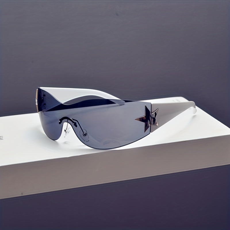 Безободные спортивные очки в стиле Y2K для женщин с интегрированным дизайном для активного отдыха и путешествий