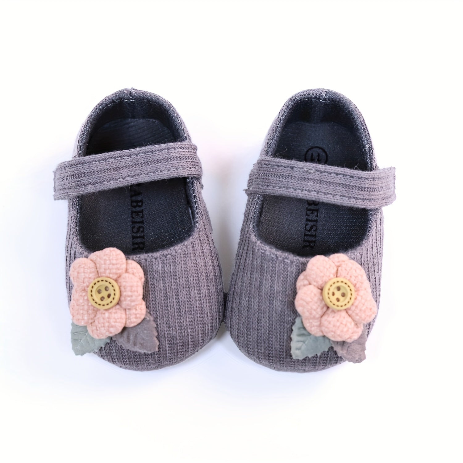 Kichkina qizlar Mary Jane poyabzali Bahor Kuz yengil mato tikilgan gul naqshli, sirpanmaydigan taglik bilan