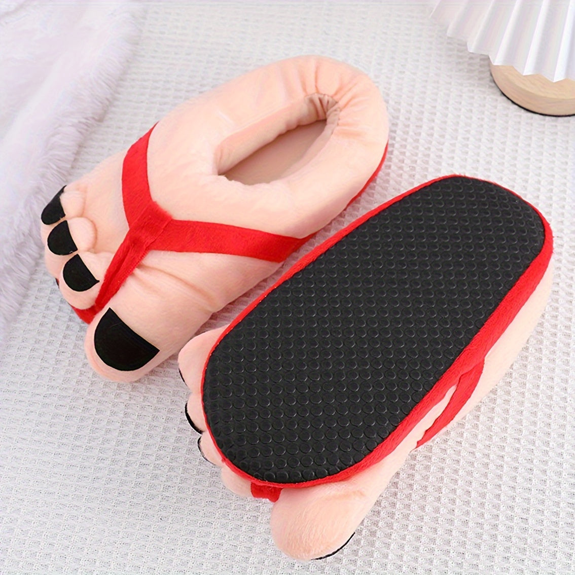 Unisex Plush Cartoon Toe Slippers Ultra-Soft Warm Indoor Shoes Non-Slip