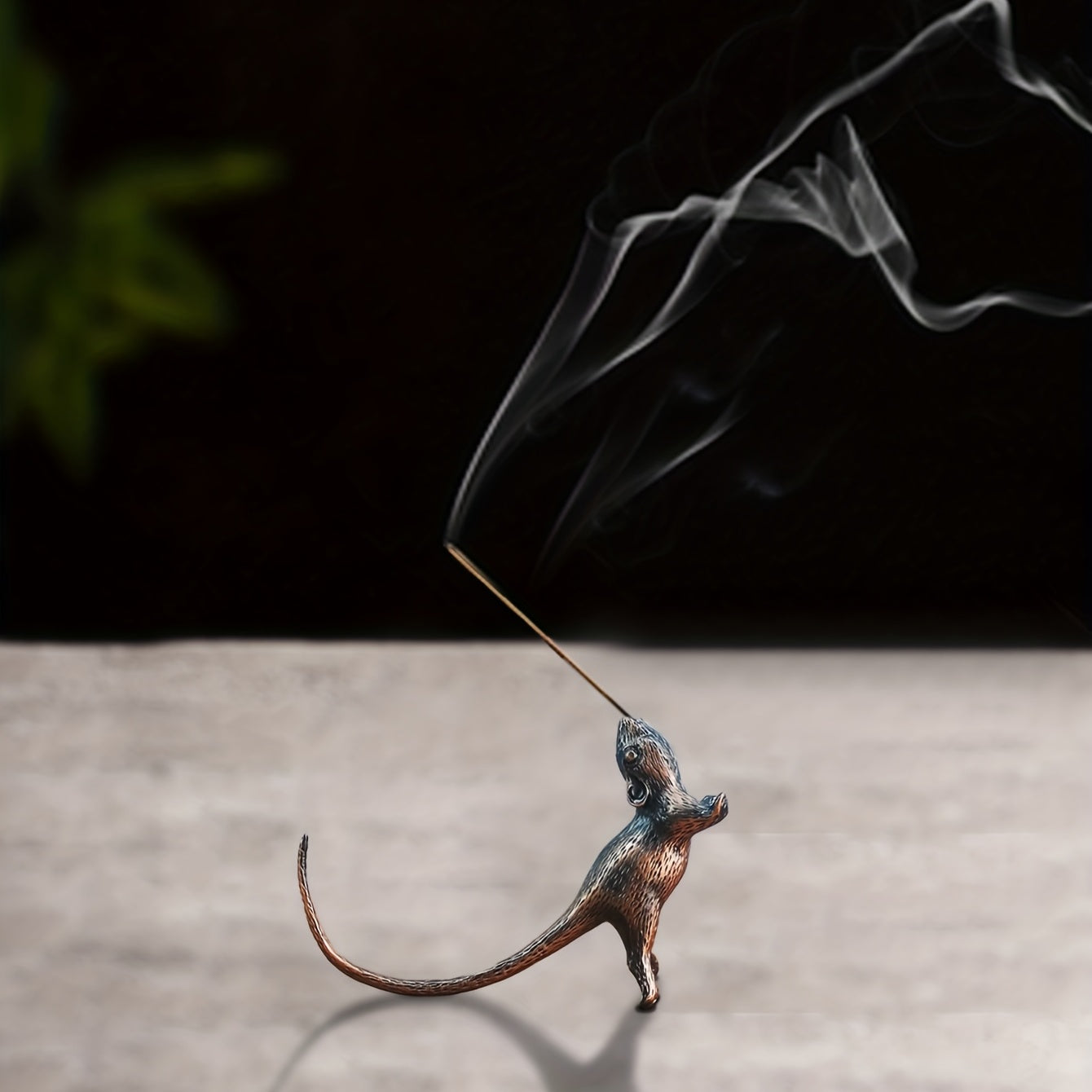 Adorno en miniatura de ratón de metal para escritorio y decoración de ceremonia del té