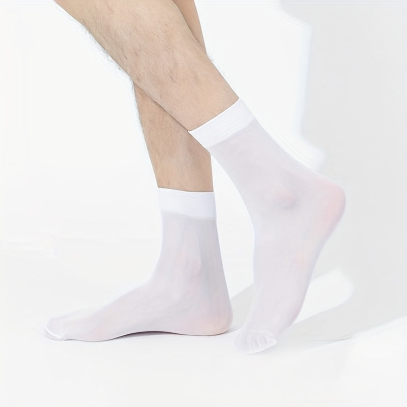 Men's Summer Mid-Calf Socks 10 Pairs Breathable Odor-Resistant Sweat-Absorbing Solid Color