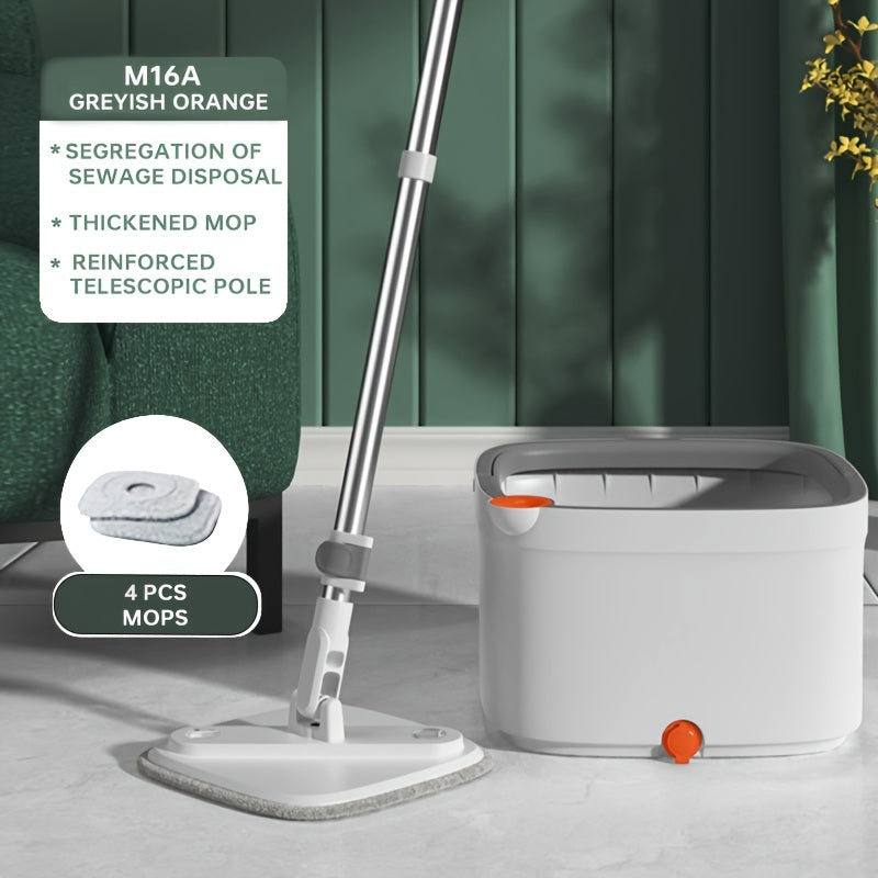 3-in-1 Smart Mop System with Hands-Free Washing and Dual-Use for Kitchen Bathroom Living Room