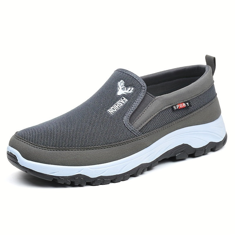 Men's Casual Slip-On Loafers Fabric Upper PVC Sole All-Season Solid Color Round Toe