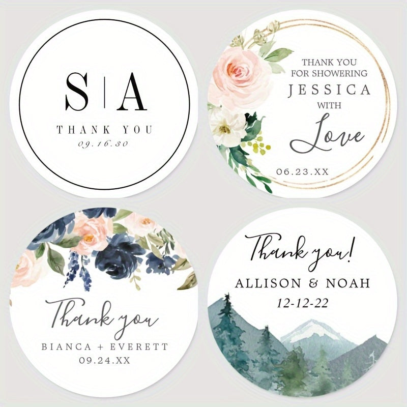 Personalized Bridal Shower Labels Custom Thank You Stickers Name and Date Recyclable Matte Finish