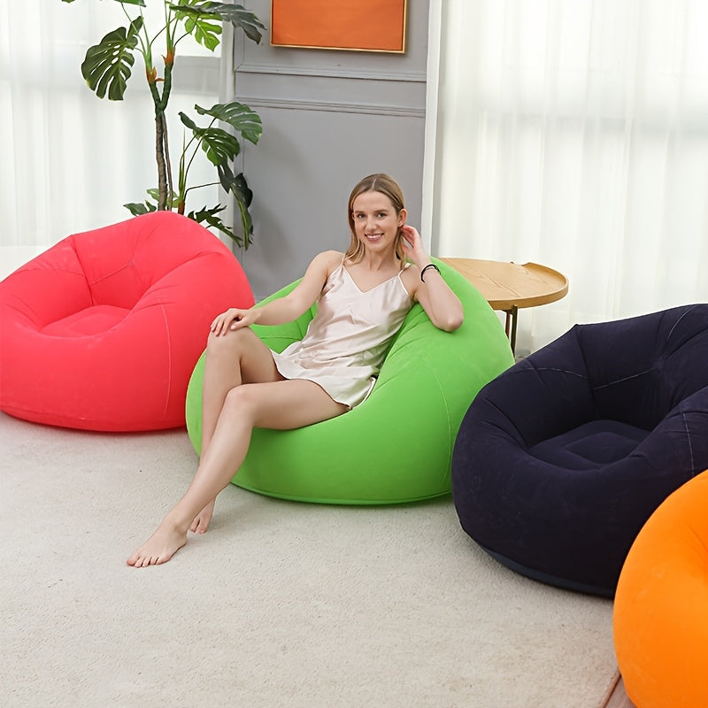Large Inflatable Bean Bag Chair Khaki PVC Louvers Indoor Outdoor Durable