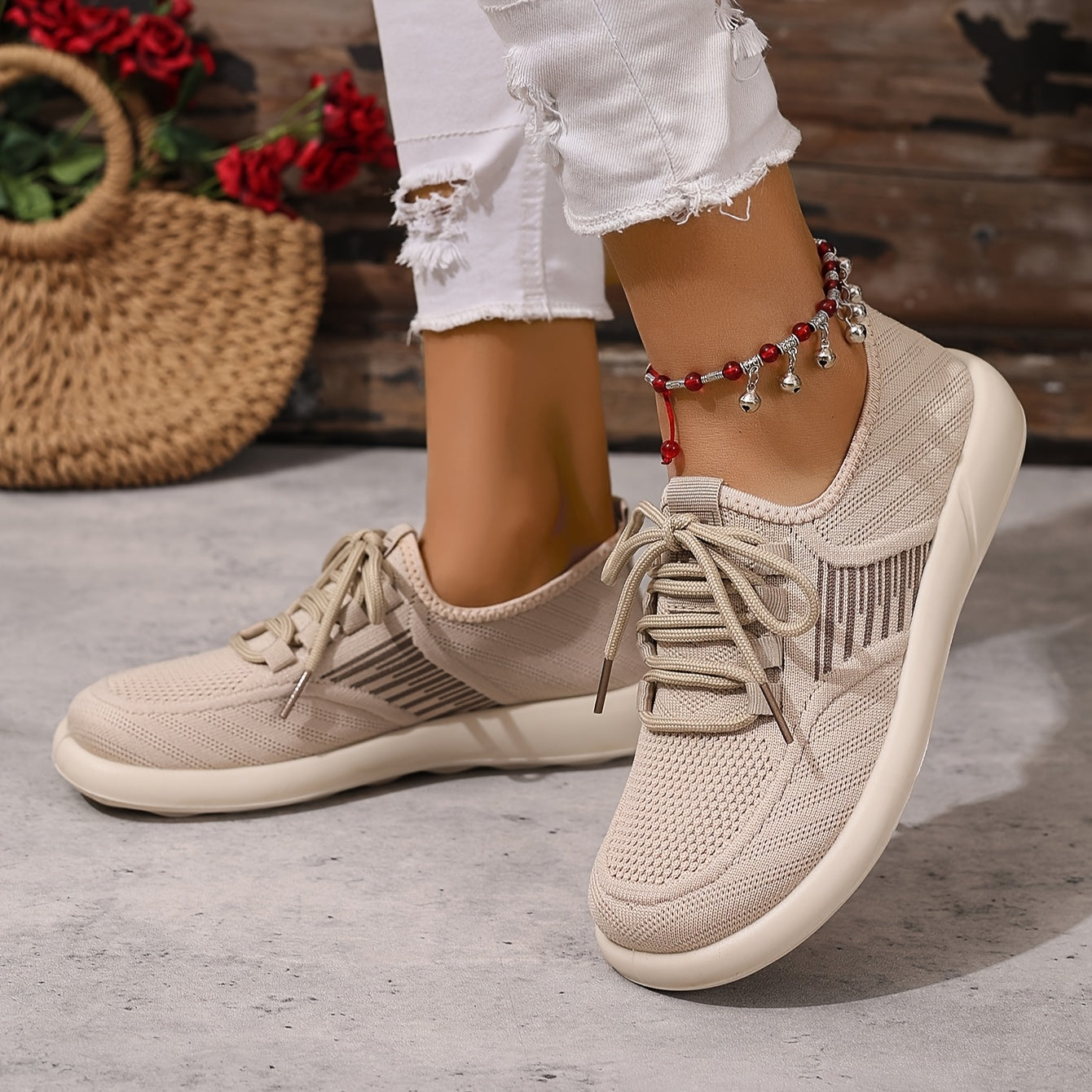 Women's Breathable Black Fabric Slip-On Sneakers Casual Low-Top Shoes