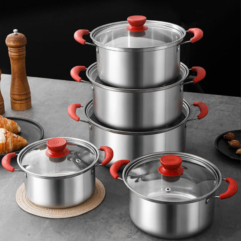 Shisha qopqoqli va asbob-uskunalar bilan 10 ta zanglamaydigan po'latdan tayyorlangan idishlar to'plami