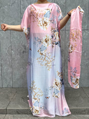 Plus Size Women's Maxi Kaftan Dress Flowy Floral Pink Blue Beige Beach Party