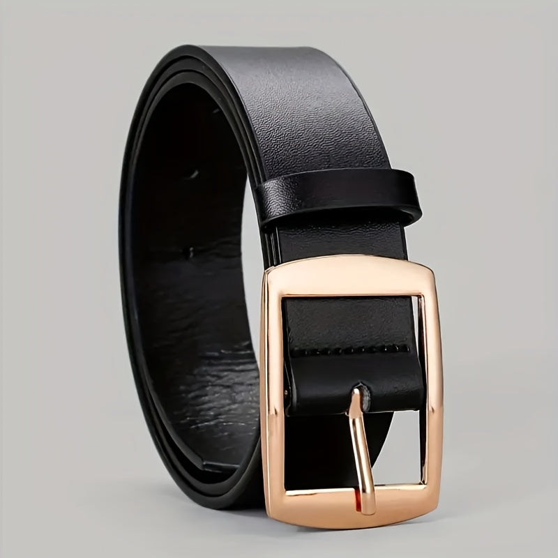 Men's Black PU Leather Belt with Smooth Alloy Buckle for Casual Daily Wear