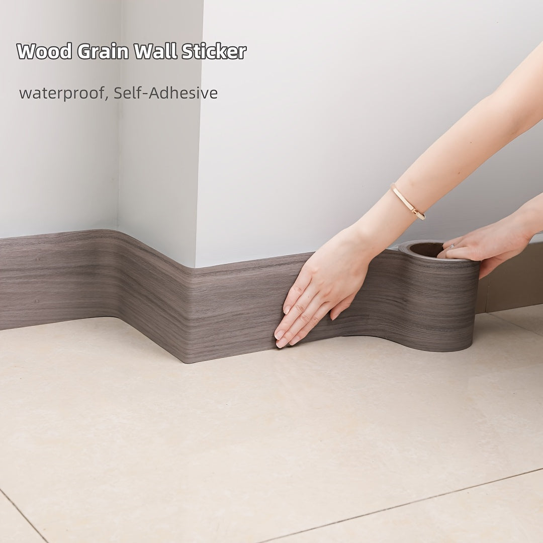 Self-Adhesive Wall Corner Decor Wood Grain Skirting Line 8cm x 5m