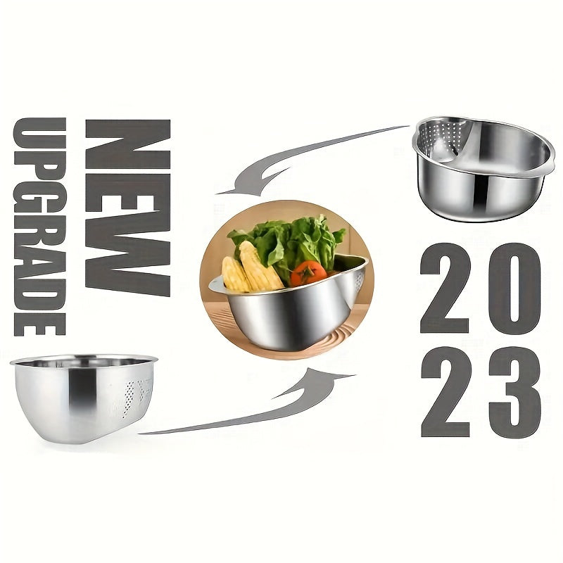 Stainless Steel Kitchen Colander and Washing Bowl for Rinsing Fruits and Vegetables