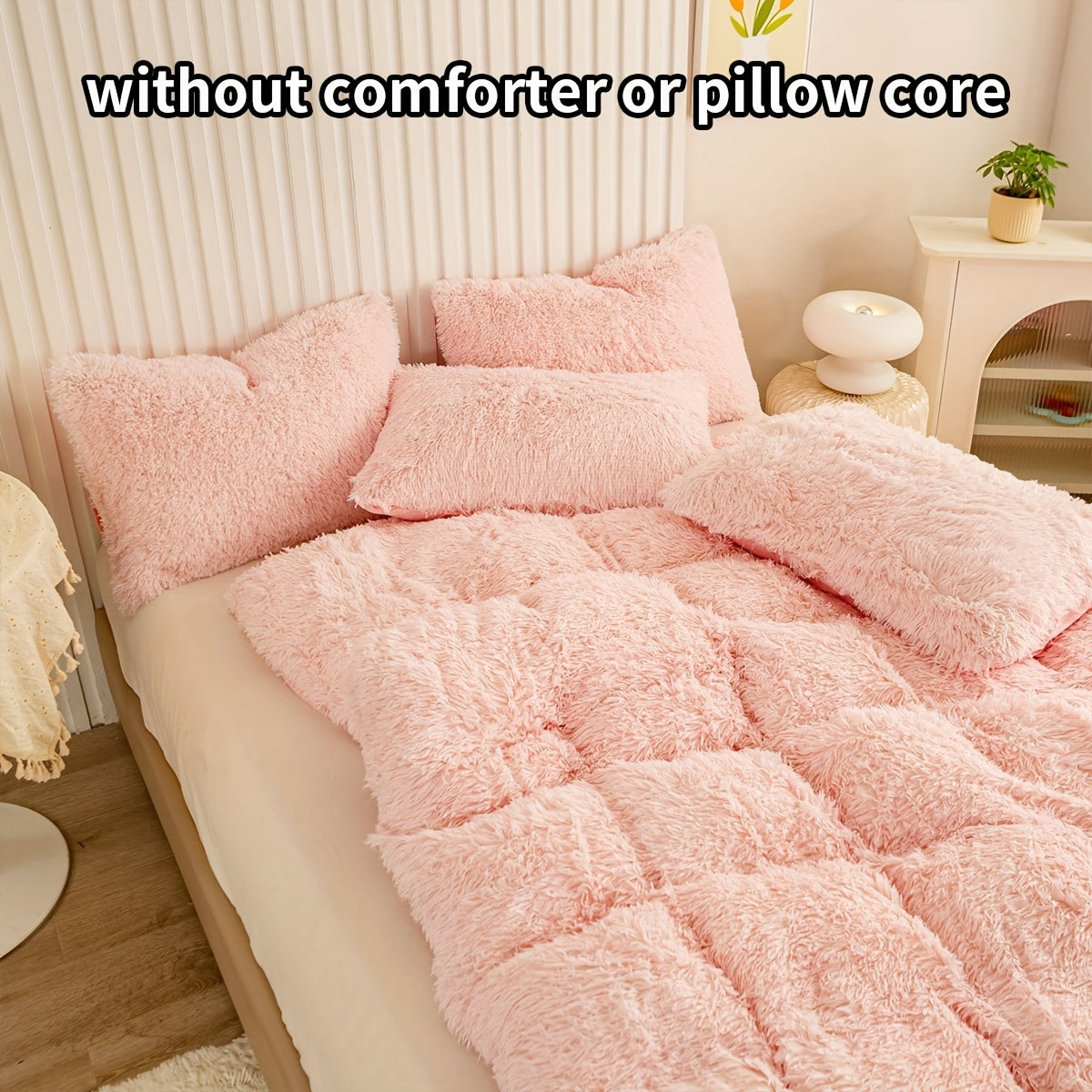 Set of 3 Pink Polyester Bedding Pieces for All Seasons Bedroom Decor