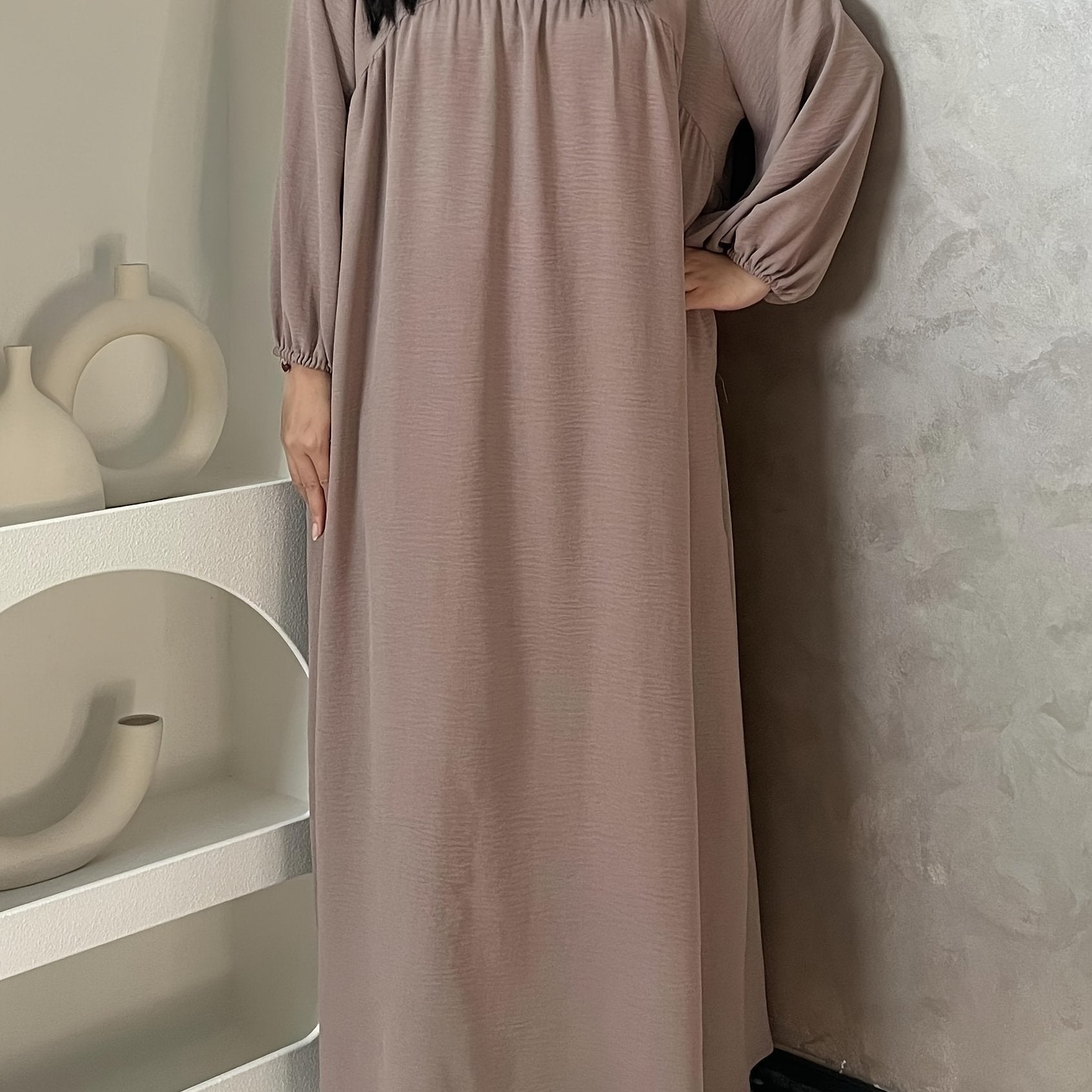 Vestido plisado con mangas globo para mujer, talla única