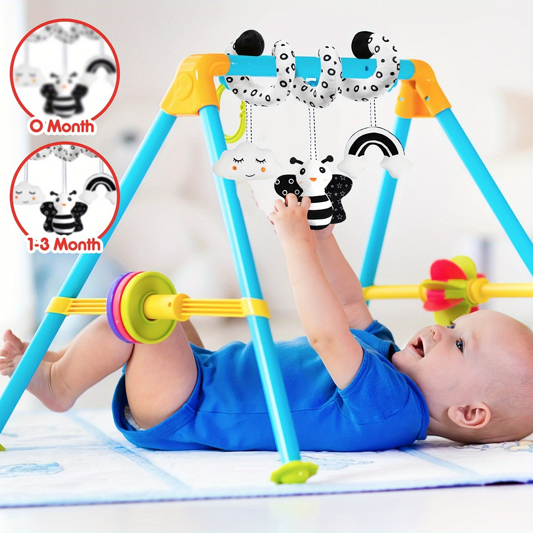 Newborn Black and White High Contrast Spiral Baby Activity Toy for Bed Crib Stroller