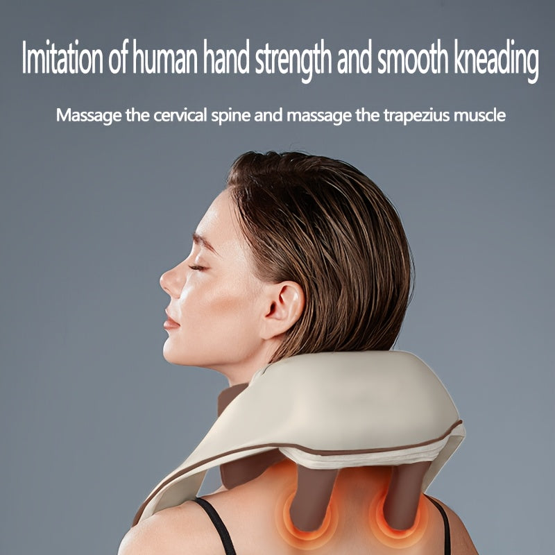 RelaxPro bo'yin va yelka massaj qiluvchi sharf, issiq siqish bilan, qo'l bilan ishlatmasdan, USB orqali zaryadlanadigan, portativ to'liq tana massaj qoplamasi, ideal sovg'a.