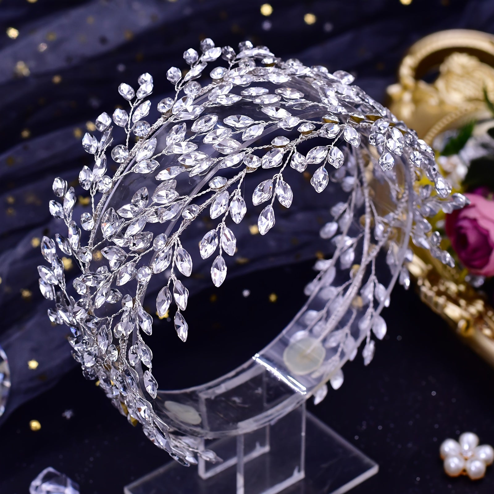 Handmade Bohemian Bridal Headband Rhinestone Wedding Hair Accessory for Women