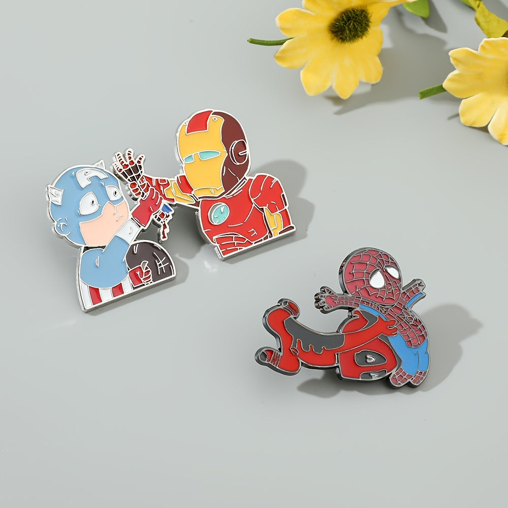 Cartoon Character Enamel Pins Deadpool and Iron Man Metal Badges for Clothing and Backpacks