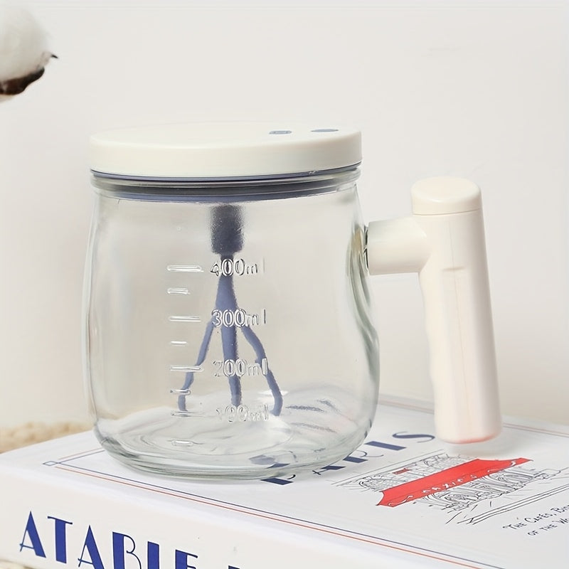 Rechargeable Glass Stirring Cup 13.5oz Self-Stir Coffee Milk Protein Shaker
