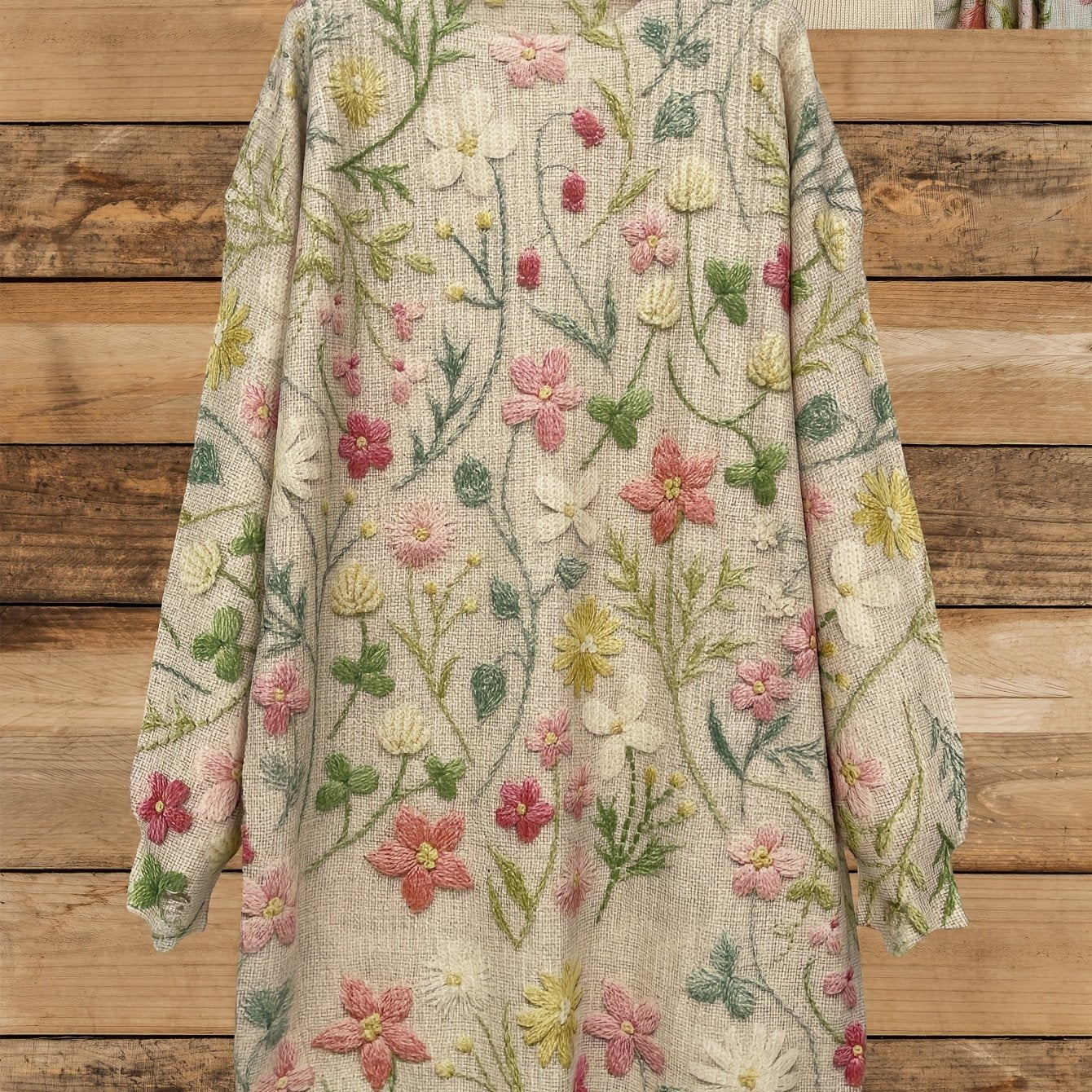 Women’s Plus Size Knit Sweater Dress Long Sleeve Floral Pattern Autumn Winter