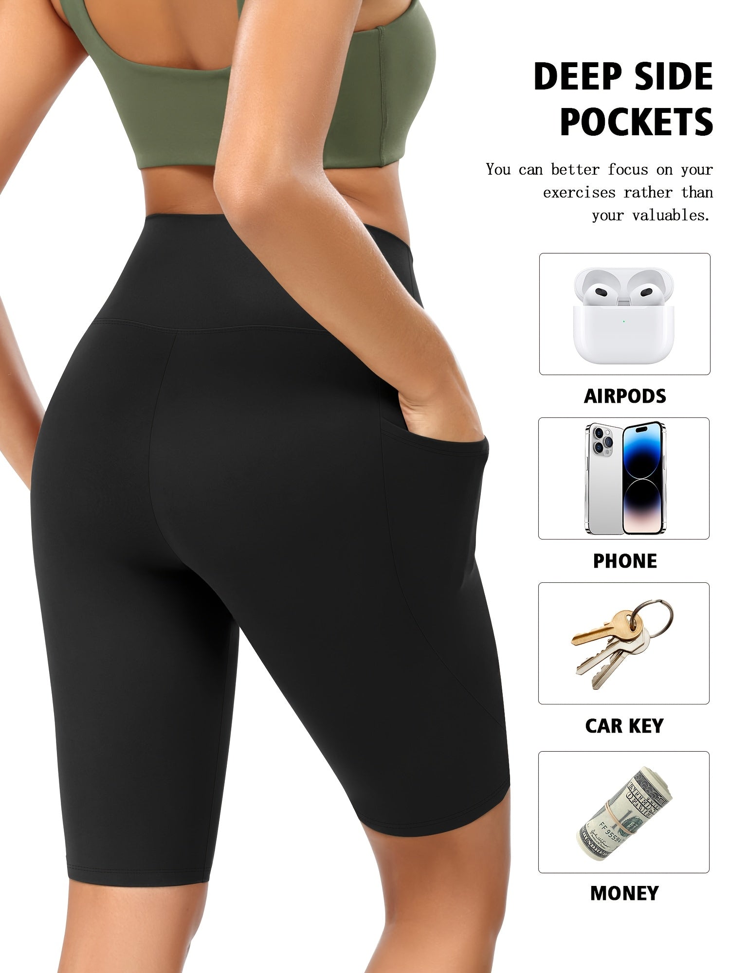 Plus o'lcham ayollar uchun 5 ta yuqori bel shortlari, elastik, qulay, kundalik