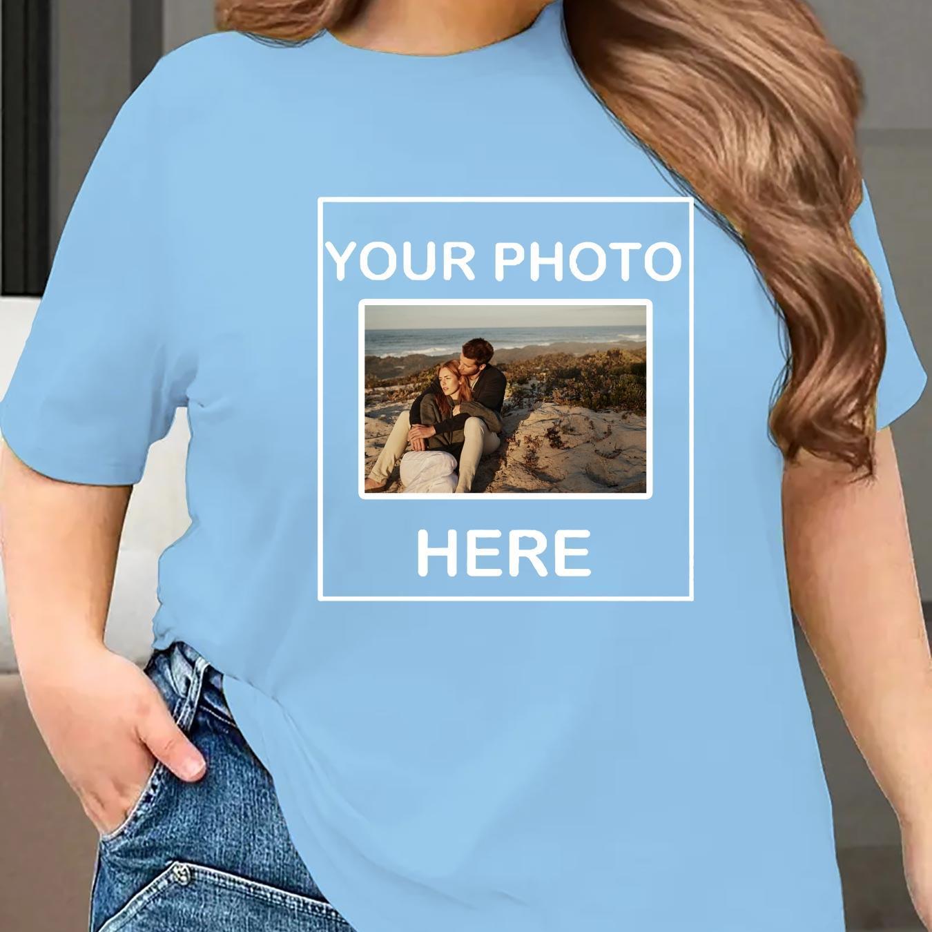 Women's Casual Short Sleeve T-Shirt Personalized Photo Black Polyester Blend