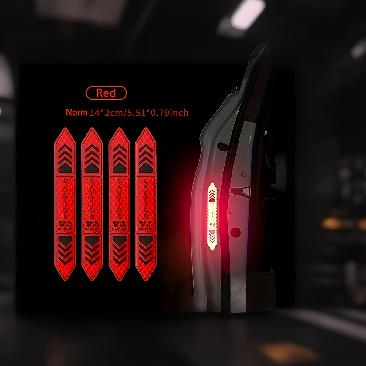 4pcs Car Door Warning Stickers Reflective Tape Night Visibility Body Strips