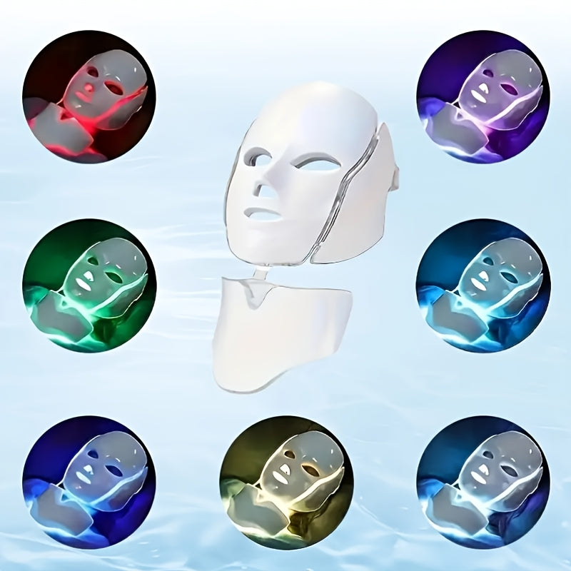Seven-Color LED Facial and Neck Mask Rechargeable Lithium Battery Beauty Care Gift