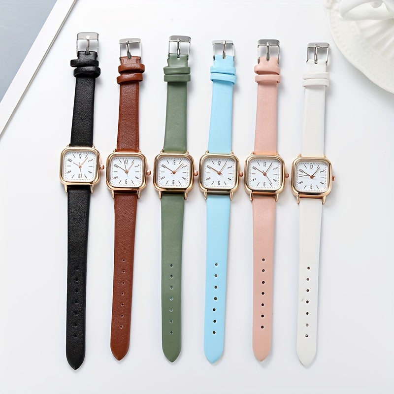 Women's Square Quartz Watch with Imitation Leather Strap and Zinc Alloy Case