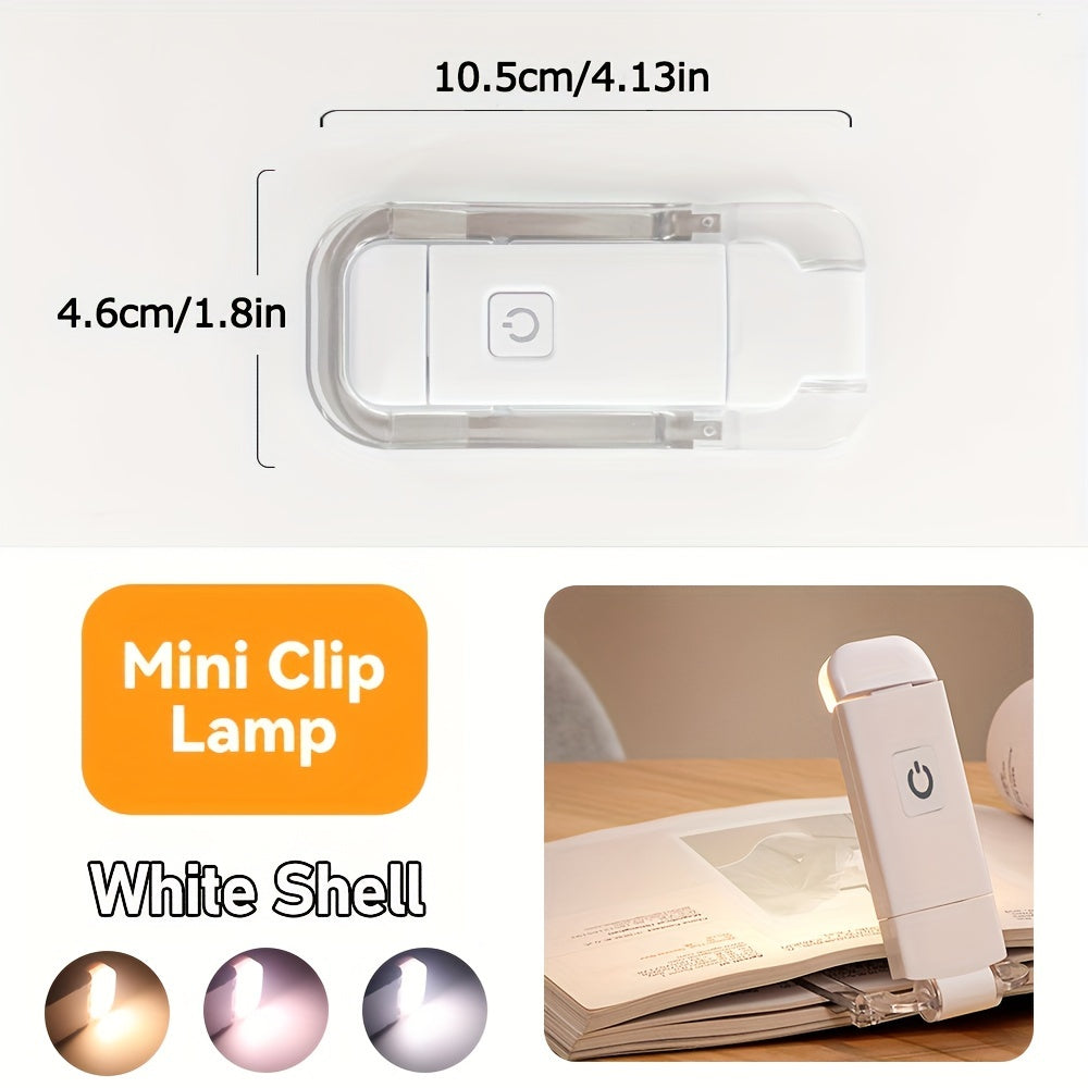USB Rechargeable Reading Light with Adjustable Brightness Clip-On Book Lamp for Night Reading