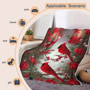 Colorful Cardinal Patterned Flannel Throw Blanket for All Seasons Woven Polyester
