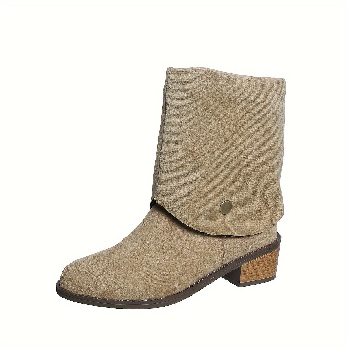 Women’s Knee-High Boots Leather Pointed Toe Chunky Heel Brown Casual Formal