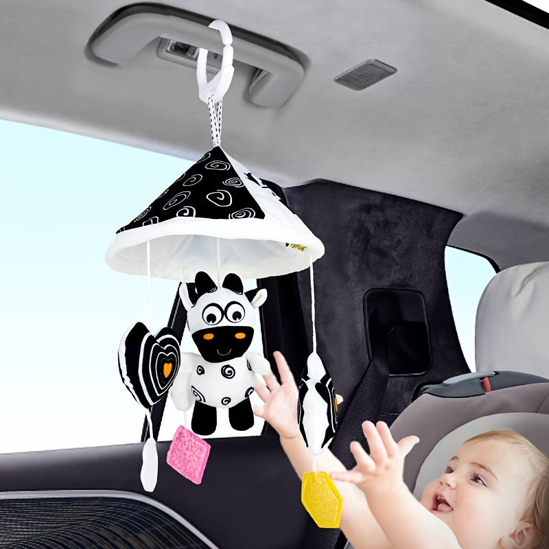 Baby Sensory Toy Hanging Wind Chime with Black and White Umbrella Stroller Charm