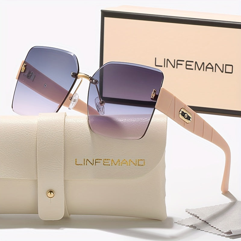 Oversized Frameless Gradient Fashion Glasses Women Casual Beach Eyewear